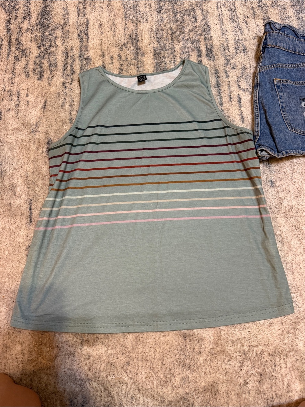 Sleeveless Striped Tank Top in Sage Green